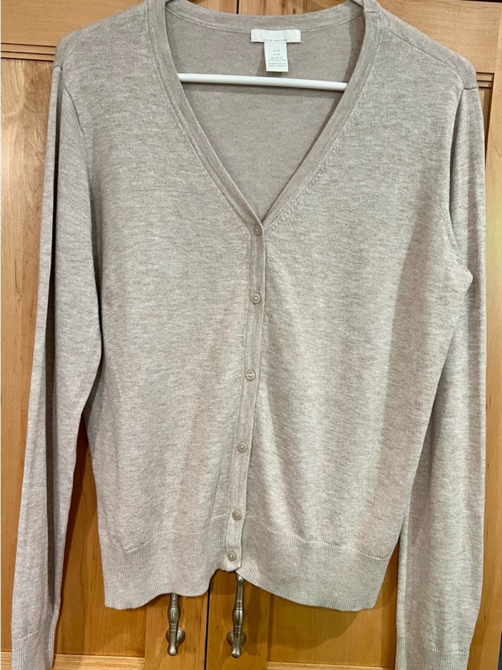 Light Taupe V-Neck Button Cardigan Sweater - H&M Medium